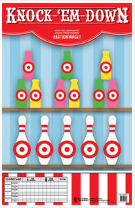 Action Target Knock-'Em-Down Bottles and Pins Paper Target, 23x35, 100 Pack