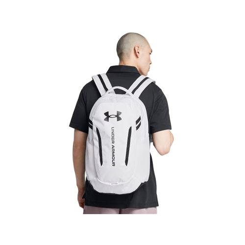 Under Armour Hustle 6.0 Backpack, White/Black