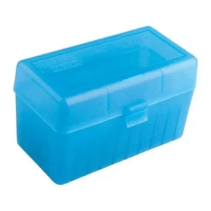 MTM Case-Gard RLLD-50 Magnum Rifle Ammo Box for .375 Ultra Mag, Clear Blue