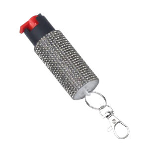 Personal Security Products Studded Pepper Spray, 1/2 oz, Silver Canister with Keychain
