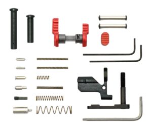 Armaspec AR-10 Gun Builder's Lower Parts Kit, Red, Less Fire Control Group and Grip