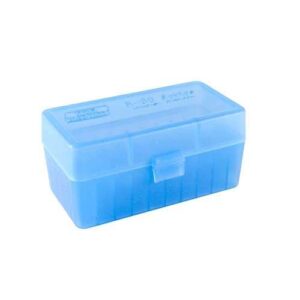 MTM Case-Gard RS-S-50 Rifle Ammo Box for .22-250, 6mm PPC and 7mm BR, Clear Blue