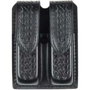 Safariland 77 Double Magazine Pouch, Hardshell STX Basketweave, Size 8, Brass Snap