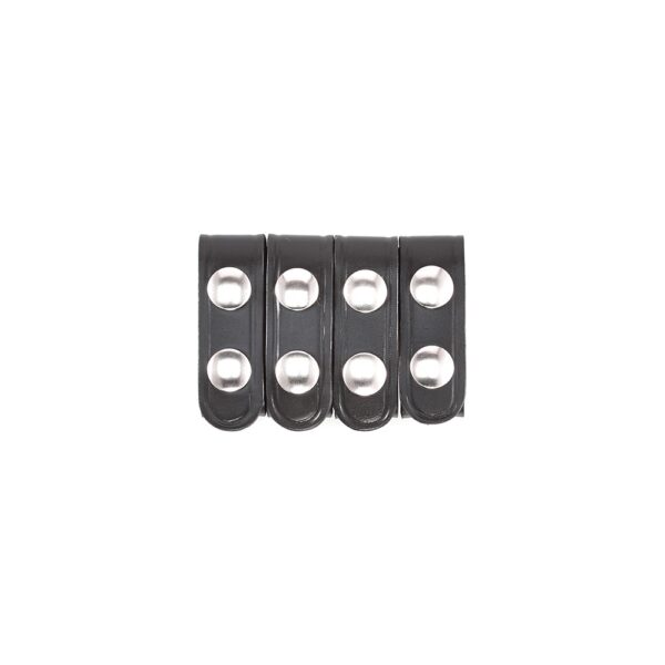 Aker Leather 3/4-Inch Plain Double Snap Belt Keepers, 4-Pack, Chrome Snaps