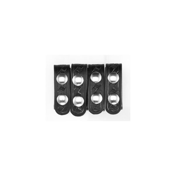 Aker Leather 3/4-Inch Basketweave Double Snap Belt Keepers, 4-Pack, Chrome Snaps