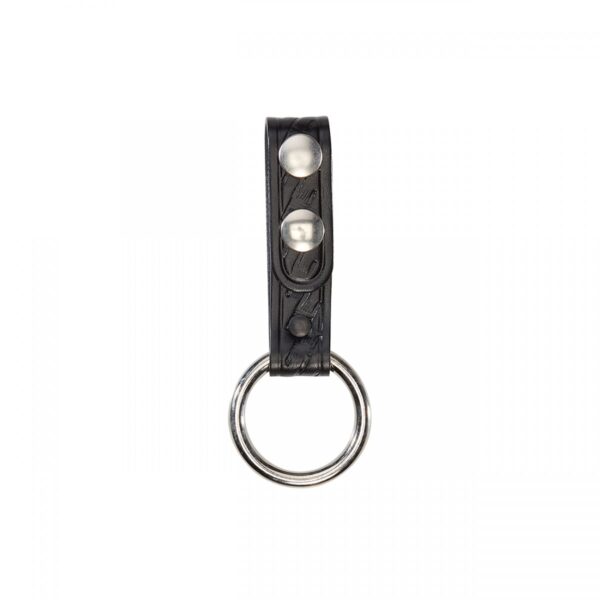 Aker Leather Baton Ring Strap, Black Basketweave with Chrome Snap