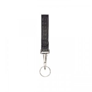 Aker Leather 561 Single Key Strap, Black Basketweave, No Snap, Chrome Hardware