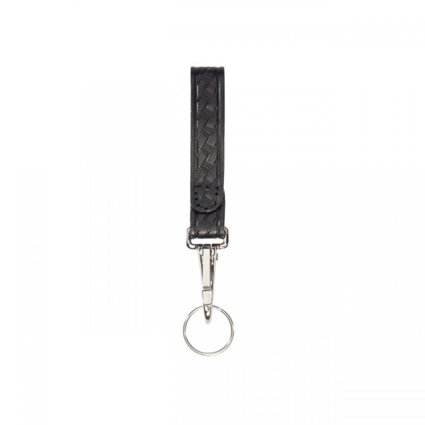 Aker Leather 561 Single Key Strap, Black Basketweave, No Snap, Chrome Hardware