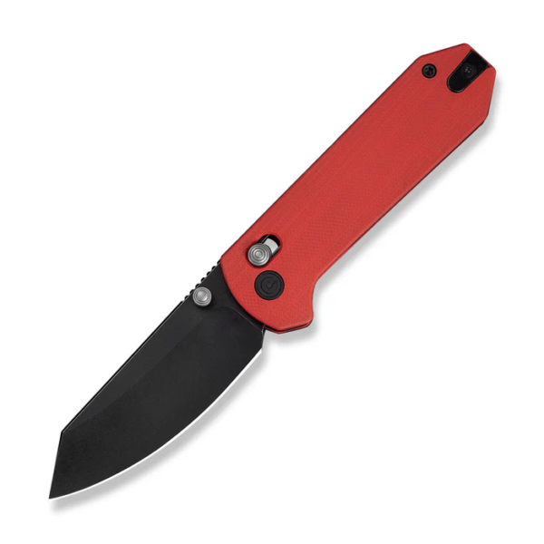 CIVIVI Yonder Crossbar Lock Knife with Red G10 Handle and Black Stonewashed Blade