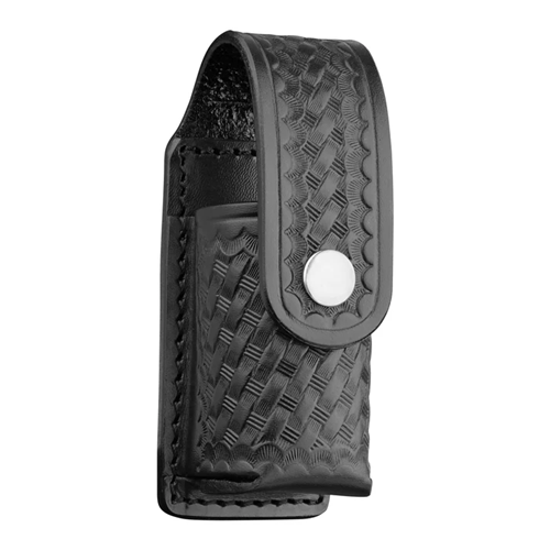 Dutyman Basketweave Leather Mace/OC Holder, Silver Snap