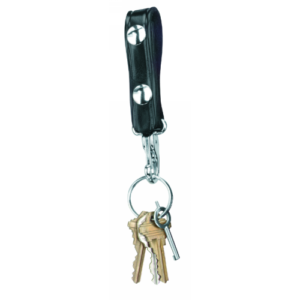 Gould & Goodrich Black Weave Leather Key Strap, Nickel Snap