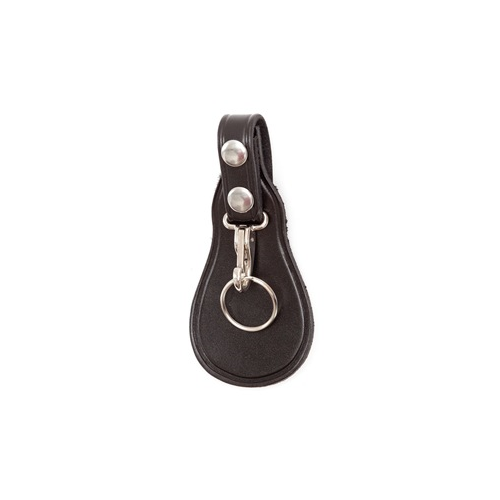 Gould & Goodrich Black Leather Key Strap with Flap, Nickel Snap