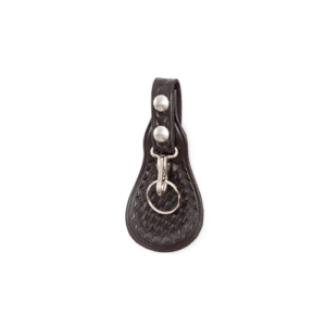 Gould & Goodrich Black Weave Leather Key Strap with Flap, Nickel Snap