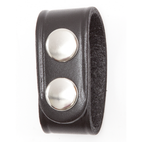 Gould & Goodrich Black Leather Double Snap Belt Keeper, Nickel Snaps