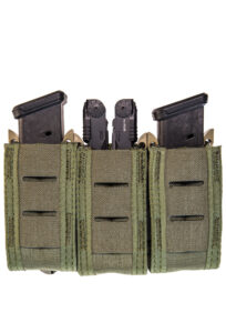 High Speed Gear Duty Triple Pistol TACO Pouch, OD Green, MOLLE