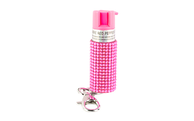 Sabre Jeweled Pepper Spray with Snap-Clip Keychain, Pink