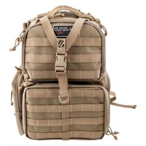 G-Outdoors GPS Tactical Range Backpack, Tan, Holds 3 Handguns
