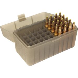 MTM Case-Gard RS-50 Rifle Ammo Box for .223 Rem and .204 Ruger, Clear Smoke