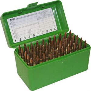 MTM Case-Gard Flip-Top Rifle Ammo Box, 50 Round, 223 Rem and 6x47, Green