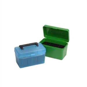 MTM Case-Gard Deluxe H50-XL 50-Round Handle Rifle Ammo Box, 25 WSM to 33 Nosler and 338 Lapua, Green